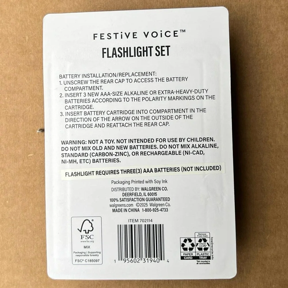 FESTiVE VOICE Blue & Red Mini Pocket Size Flashlight Set New